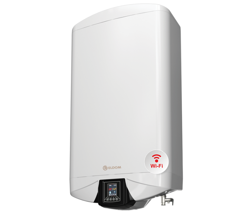 Снимка на Бойлер Eldom 50 л. 2.1kW + 1.2kW, плосък дизайн, универсален монтаж, ел. управление, емайлиран, DU060W-W