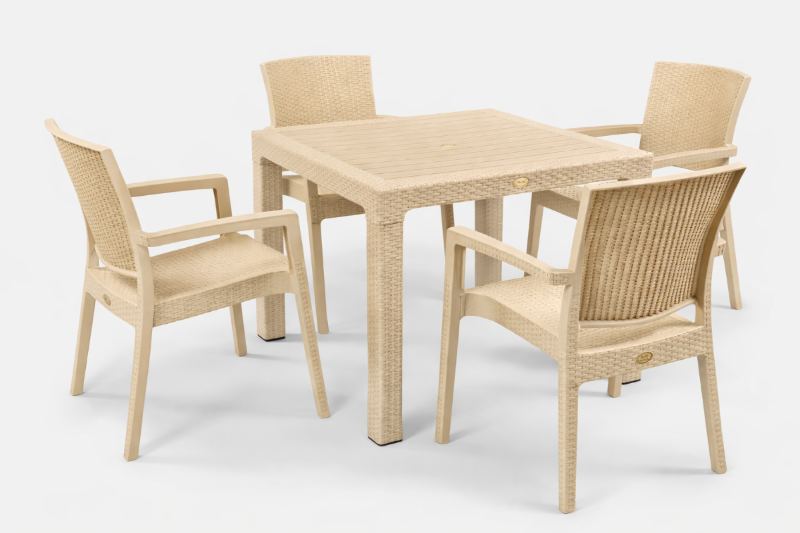 Снимка на Маса “Rattan 90/90” – Капучино