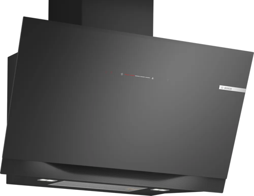 Снимка на Стенен аспиратор BOSCH DWK91LT60 , 90 cm прозрачно стъкло, черен печат
